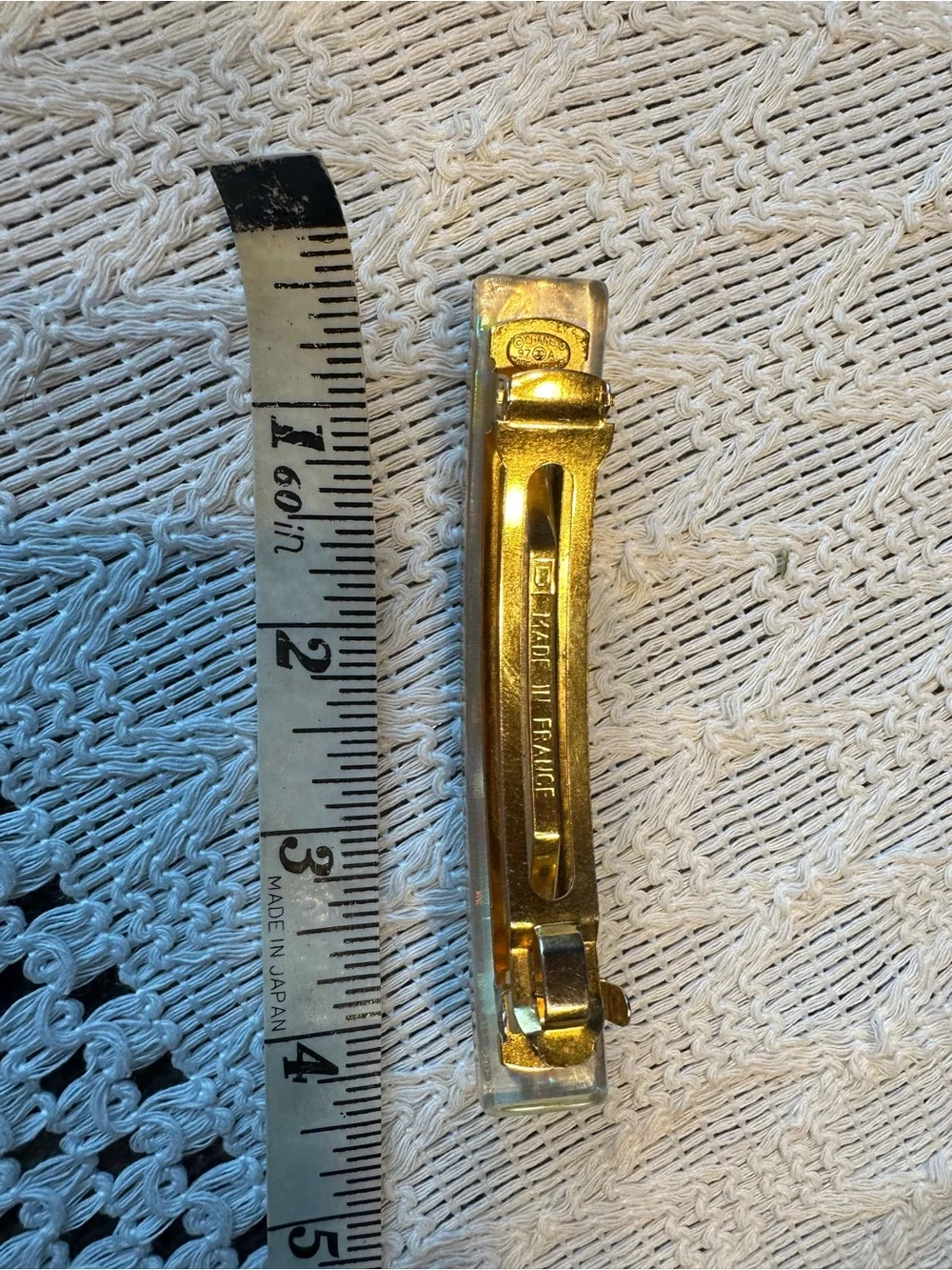 CHANEL Holographic Gold Link-Pattern Hair Barrette. Vintage 1997